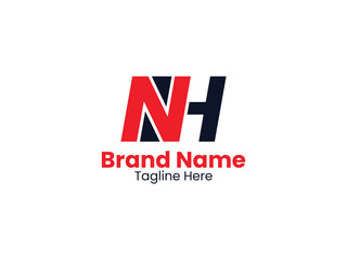 Vector NH logo template with red and black color. NH logo design monogram. NH logo, 