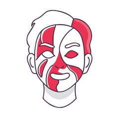 red and white face paint vector icon, red and white face paint vector illustration - simple illustration of red and white face paint, perfect for logos, and red and white face paint -themed designs.
