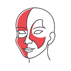 red and white face paint vector icon, red and white face paint vector illustration - simple illustration of red and white face paint, perfect for logos, and red and white face paint -themed designs.