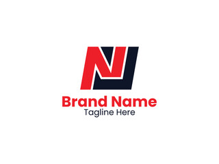 Obraz premium Vector NU logo template with red and black color. NU logo design monogram. UN logo, UN letter