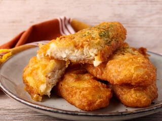 Fried crispy haddock fillets