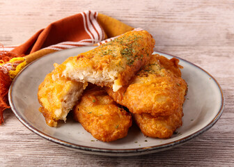 Fried crispy haddock fillets