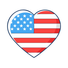 Fototapeta premium american flag heart vector icon, american flag heart vector illustration - simple illustration of american flag heart, perfect for logos, and american flag heart -themed designs.