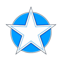 blue star with white border icon, blue star with white border vector