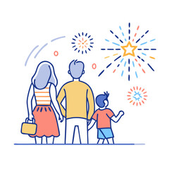 family watching fireworks icon,