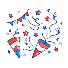 red white and blue confetti icon