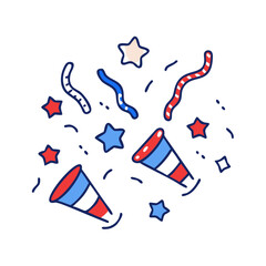 red white and blue confetti icon