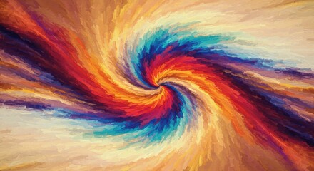 Whirlwind of Color:  A mesmerizing abstract painting explodes with a vibrant spiral of colors,...