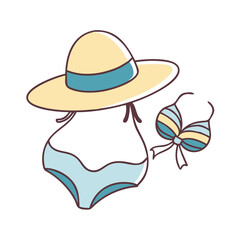 sun hat and bikini vector icon, sun hat and bikini vector illustration - simple illustration of sun hat and bikini, perfect for logos, and sun hat and bikini -themed designs.