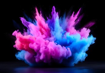 Fototapeta premium Vibrant Explosion of Colorful Smoke and Dust Against a Dark Background Creating a Dramatic and Artistic Visual Effect for Creative Projects and Designs