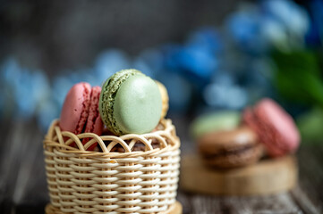 Tasty desserts of macarons.
