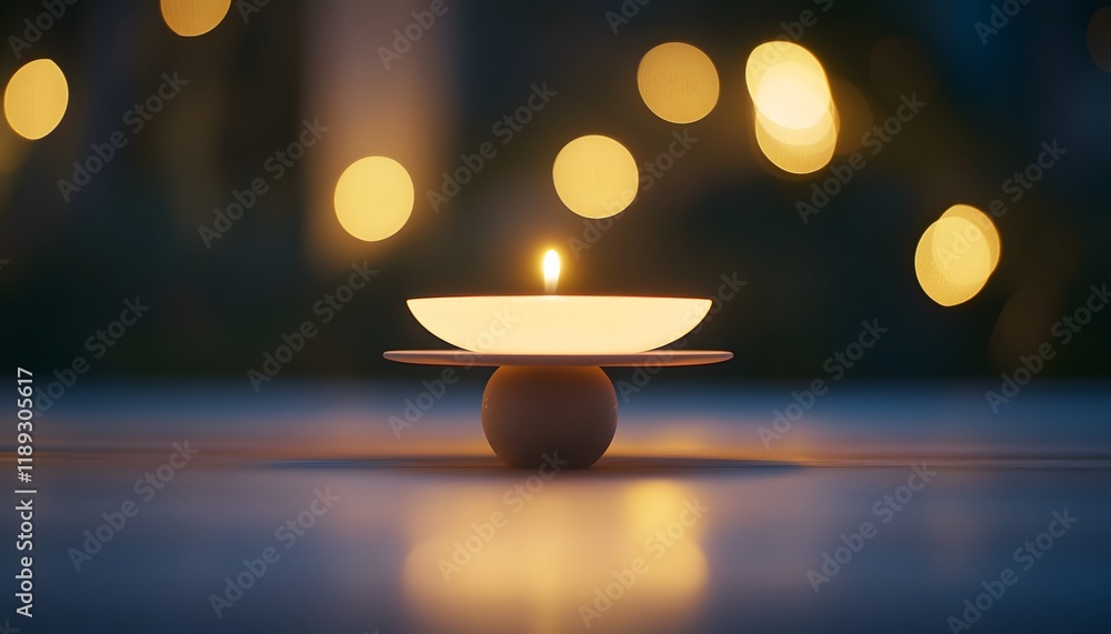 Aufkleber Elegant Candlelight Glow with Soft Bokeh Background for Serene Ambiance and Peaceful Atmosphere in Relaxation or Spiritual Settings