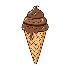 chocolate ice cream cone vector icon, chocolate ice cream cone vector illustration - simple illustration of chocolate ice cream cone, perfect for logos, and chocolate ice cream cone -themed designs.