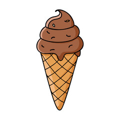 chocolate ice cream cone vector icon, chocolate ice cream cone vector illustration - simple illustration of chocolate ice cream cone, perfect for logos, and chocolate ice cream cone -themed designs.
