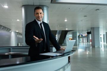 Confident Receptionist at a Modern Venue