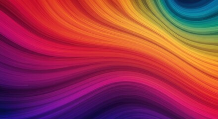 Obraz premium Rainbow Wave Abstract: A mesmerizing abstract background featuring vibrant rainbow hues flowing in fluid, undulating waves, creating a dynamic and energetic composition.