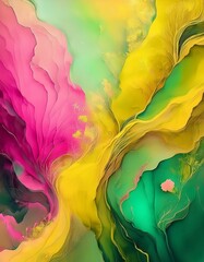 Abstract image　ビビットな春のカラーのアルコールインクアート２