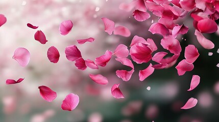 Pink Petals Flying Gracefully in a Transparent Background