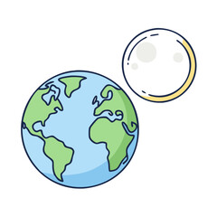 earth and moon together vector icon, earth and moon together vector illustration - simple illustration of earth and moon together, perfect for logos, and earth and moon together - themed designs.