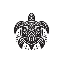 Black Color Turtle silhouette design Vector Illustration, Solid White Background 8.eps