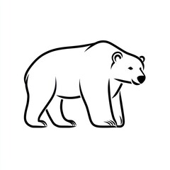 Fototapeta premium Arctic polar bear line art, white background, wildlife design, logo