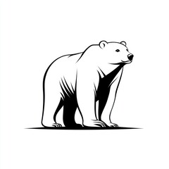 Fototapeta premium Majestic polar bear illustration, standing, white background, arctic design, logo