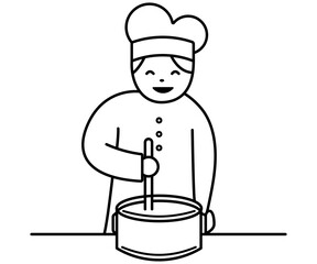 Chef professional preparing a meal character cartoon isolated illustration
