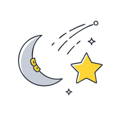 shooting star by the moon icon