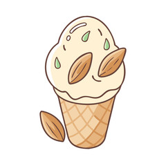 almond ice cream vector icon, almond ice cream vector illustration - simple illustration of almond ice cream, perfect for logos, and almond ice cream - themed designs.