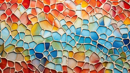 Vibrant Multicolored Mosaic Tile Texture with Intricate Patterns and Glossy Details
