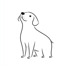 Obraz premium Happy dog line art, white background, pet adoption
