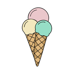 double scoop cone vector icon, double scoop cone vector illustration - simple illustration of double scoop cone, perfect for logos, and double scoop cone - themed designs.