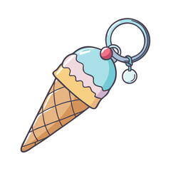 ice cream cone keychain vector icon, ice cream cone keychain vector illustration - simple illustration of ice cream cone keychain, perfect for logos, and ice cream cone keychain - themed designs.