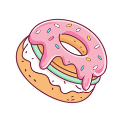 Obraz premium ice cream donut sandwich vector icon, ice cream donut sandwich vector illustration - simple illustration of ice cream donut sandwich, perfect for logos, and ice cream donut sandwich - themed designs.