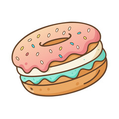ice cream donut sandwich vector icon, ice cream donut sandwich vector illustration - simple illustration of ice cream donut sandwich, perfect for logos, and ice cream donut sandwich - themed designs.