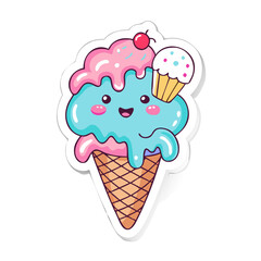 Colorful cartoon ice cream illustrations - Playful illustrations of ice cream in vibrant colors, 