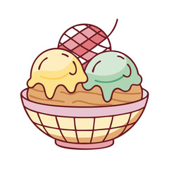ice cream waffle bowl vector icon, ice cream waffle bowl vector illustration - simple illustration of ice cream waffle bowl, perfect for logos, and ice cream waffle bowl - themed designs.