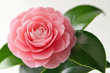 close up of pink camellia flower