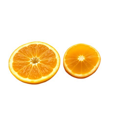 Two Slices of Fresh Juicy Orange Fruit Isolated on Black Background, Vibrant Citrus food diet ripe  