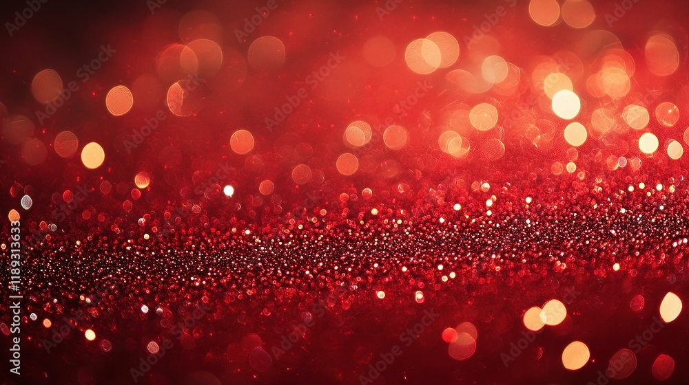 Poster red abstract background with glittering bokeh and lines