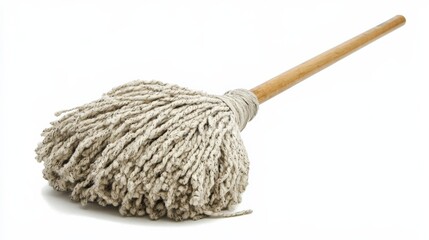 close up of a mop on a white background