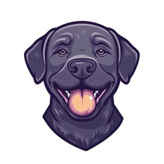 Happy black Labrador head portrait, white background, pet illustration, logo design