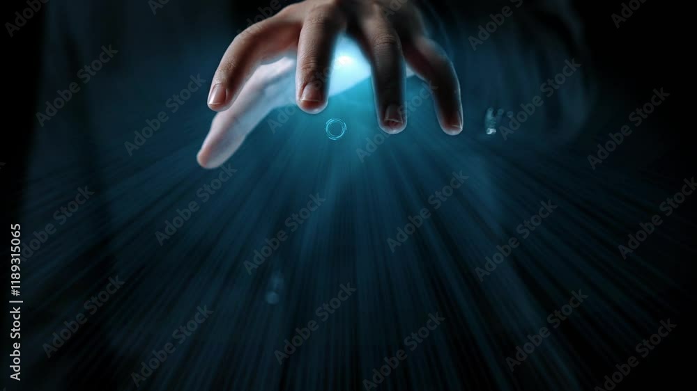 Poster human interact with ai artificial intelligence brain processor in concept of ai artificial intellige