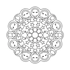 Mandala coloring page, bold line art, mandala black and white, mandala line art, love themed mandala line art, Pattern coloring page