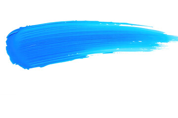 Blue streak of paint on a transparent background