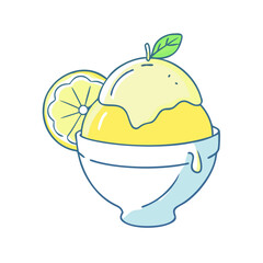 lemon sorbet vector icon, lemon sorbet vector illustration - simple illustration of lemon sorbet, perfect for logos, and lemon sorbet - themed designs.