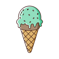 mint chocolate chip cone vector icon, mint chocolate chip cone vector illustration - simple illustration of mint chocolate chip cone, perfect for logos, and mint chocolate chip cone - themed designs.