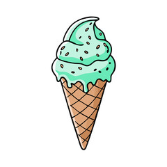 mint chocolate chip cone vector icon, mint chocolate chip cone vector illustration - simple illustration of mint chocolate chip cone, perfect for logos, and mint chocolate chip cone - themed designs.