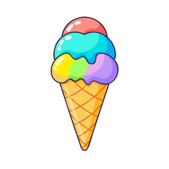 rainbow ice cream cone vector icon, rainbow ice cream cone vector illustration - simple illustration of rainbow ice cream cone, perfect for logos, and rainbow ice cream cone - themed designs.