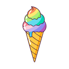 rainbow ice cream cone vector icon, rainbow ice cream cone vector illustration - simple illustration of rainbow ice cream cone, perfect for logos, and rainbow ice cream cone - themed designs.